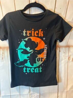 Disney Black Halloween 'Trick or Treat' Tee with Orange & Teal Graphic
